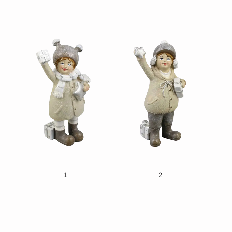 Figurina de Craciun din rasina copilas cu cadouri 13.5 cm modele diverse [2]