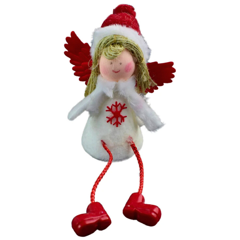 Figurina decorativa ingeras 4x9 cm alb/rosu [1]