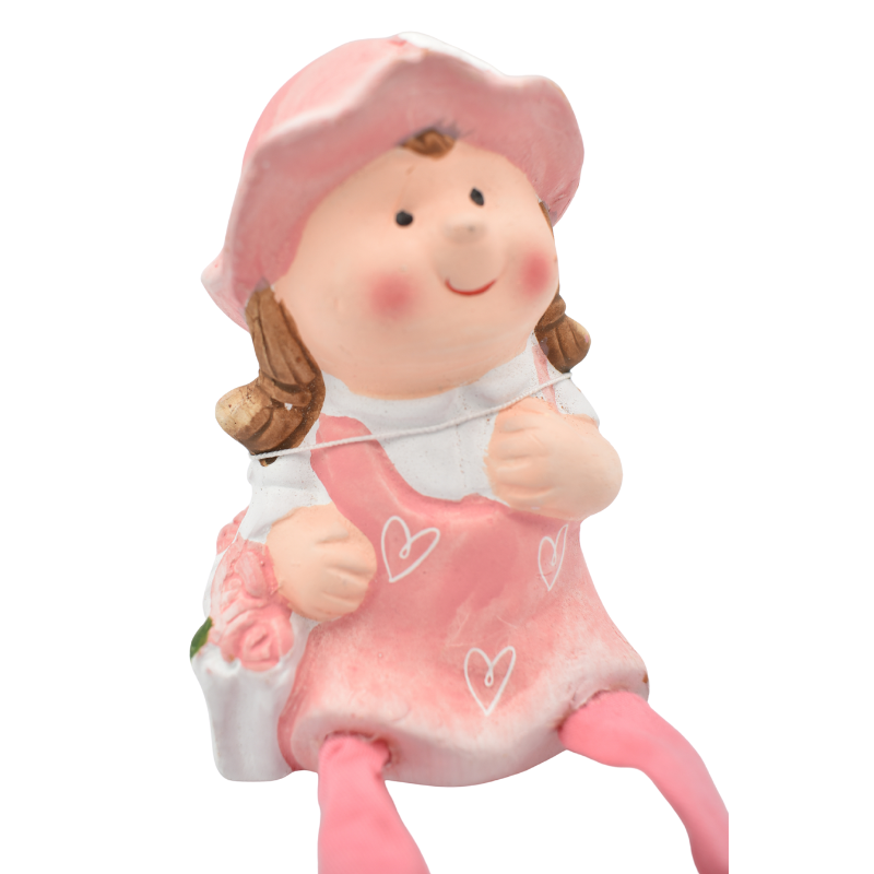 Figurina fata din ceramica 7x18cm cu picioare textile roz [2]