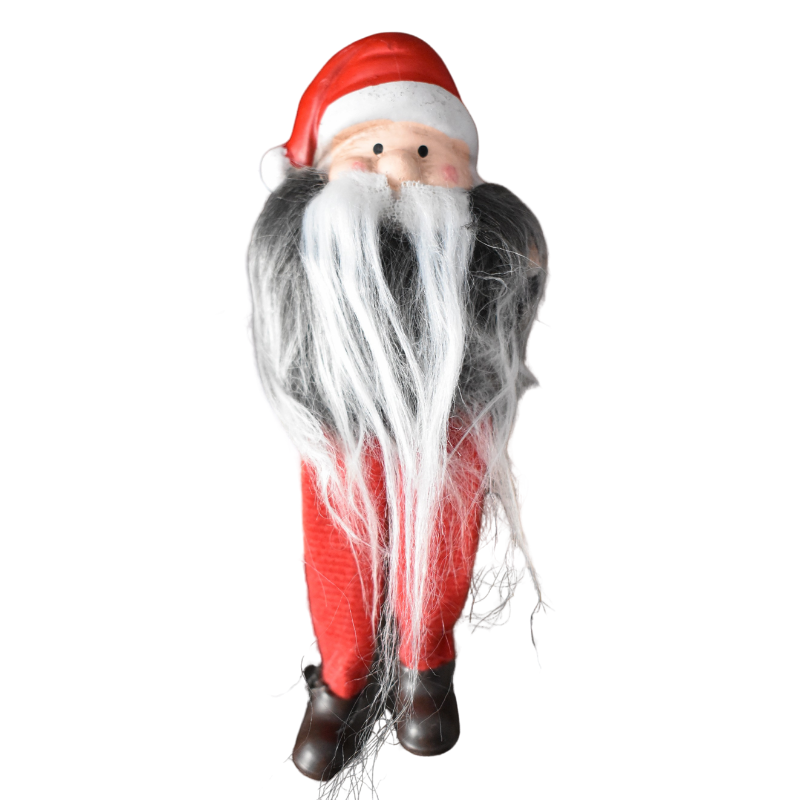 Figurina Mos Craciun ceramica cu picioare textil 17 cm [2]