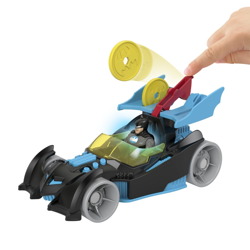FISHER PRICE IMAGINEXT DC SUPER FRIENDS VEHICUL CU FIGURINA BATMAN CU COSTUM GRI [2]