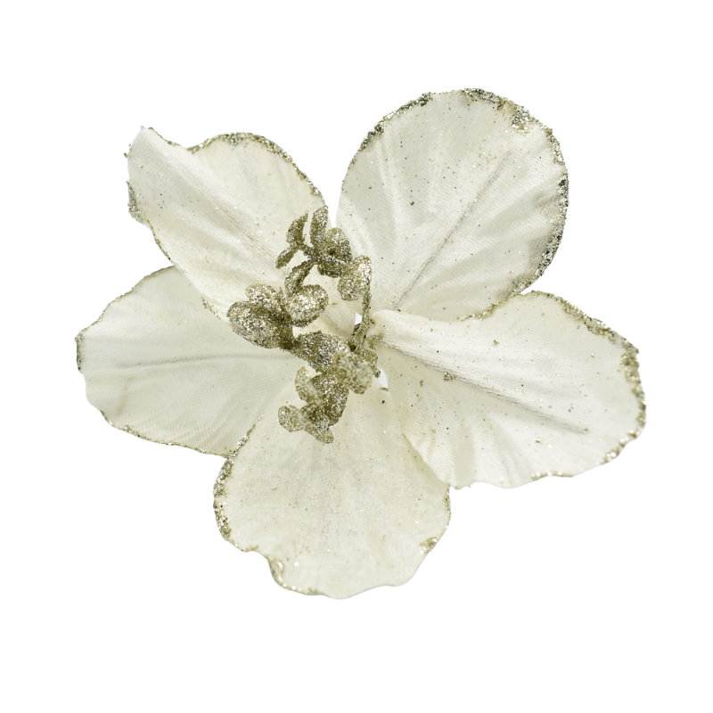 Floare decorativa alb/auriu 16 cm [1]