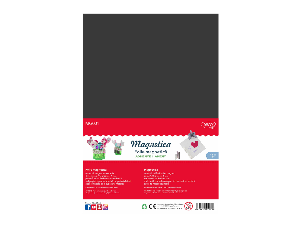 Folie magnetica autoadeziva A4 negru DACO [1]