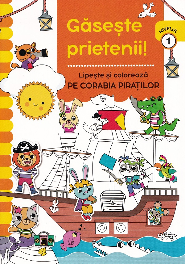 Gaseste prietenii pe corabia piratilor Lipeste si coloreaza [1]