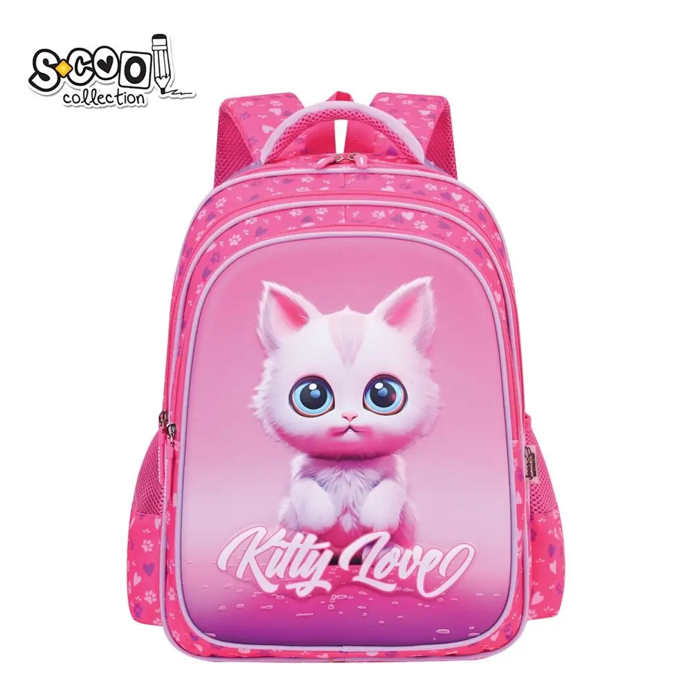 Ghiozdan neechipat 3D Kitty Love S-Cool 28L fete roz [1]