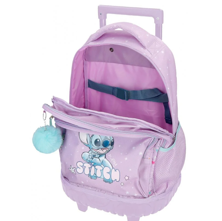 Ghiozdan troler fete Disney Lovely Stitch 2 compartimente 29L [4]