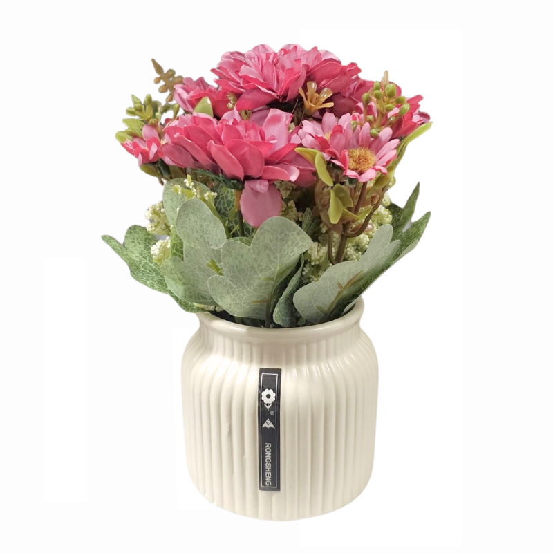 Ghiveci cu flori artificiale in vaza ceramica culori diferite [4]