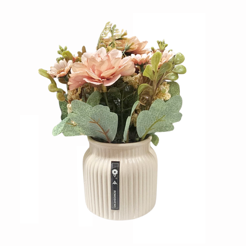 Ghiveci cu flori artificiale in vaza ceramica culori diferite [3]