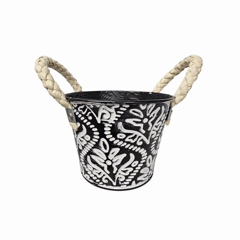 Ghiveci metalic cu manere din sfoara 13 x 9.5 x 9.3 cm culori diferite [4]