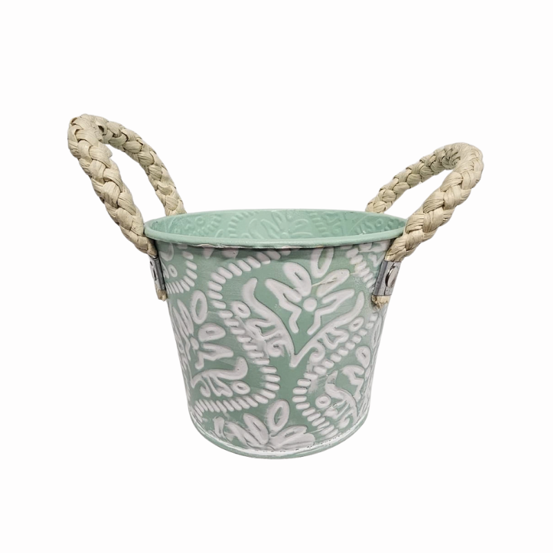 Ghiveci metalic cu manere din sfoara 13 x 9.5 x 9.3 cm culori diferite [3]