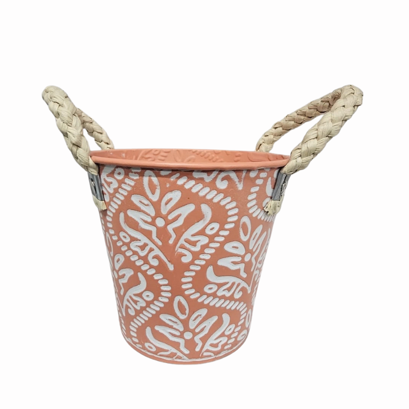 Ghiveci metalic cu manere din sfoara 13 x 9.5 x 9.3 cm culori diferite [2]