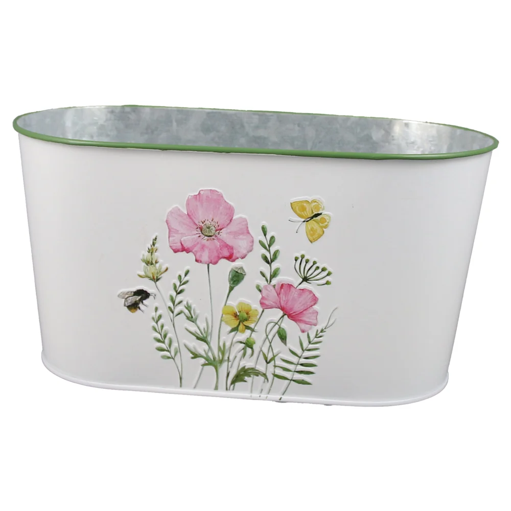 Ghiveci oval din metal 23x12 cm Flori de camp [1]