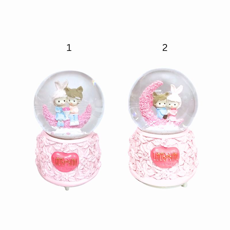 Glob decorativ muzical tip zapada Cuplu pe luna 12 cm - Love You [2]