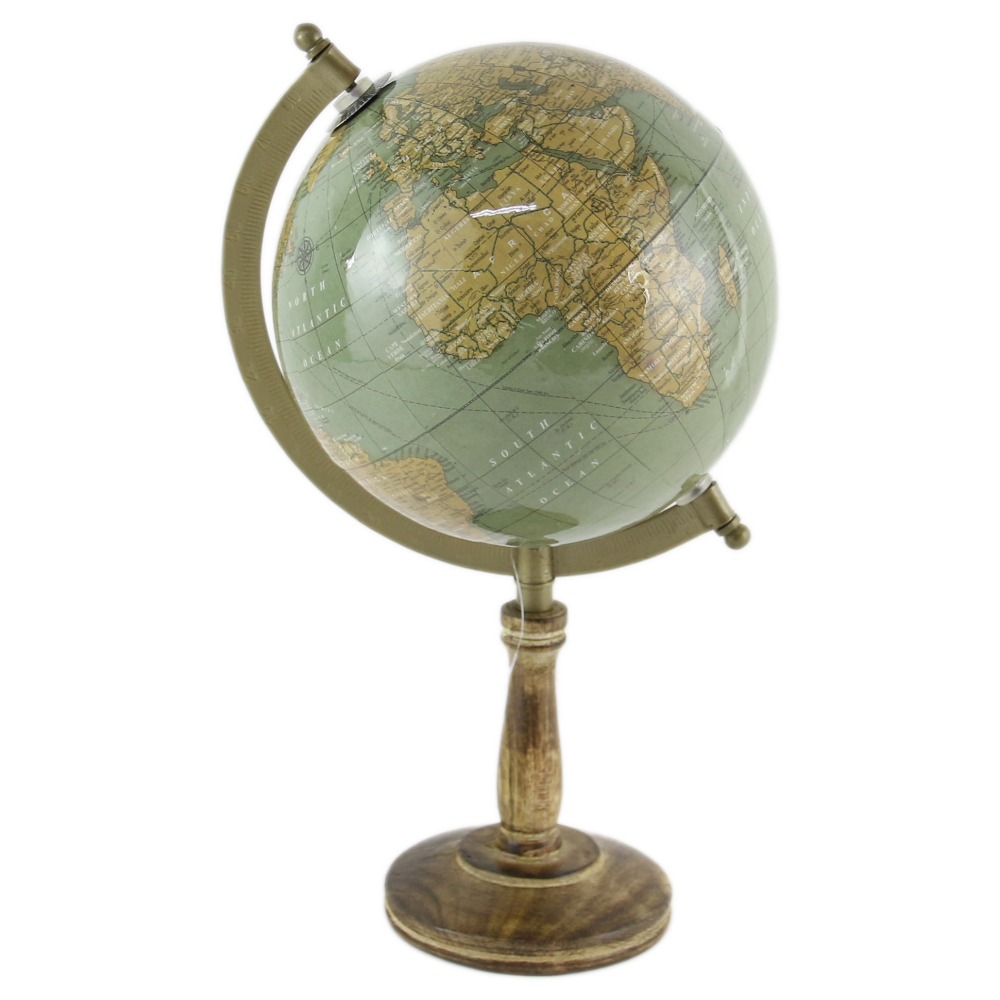Glob pamantesc decorativ 18x31 cm cu suport din lemn vintage [1]