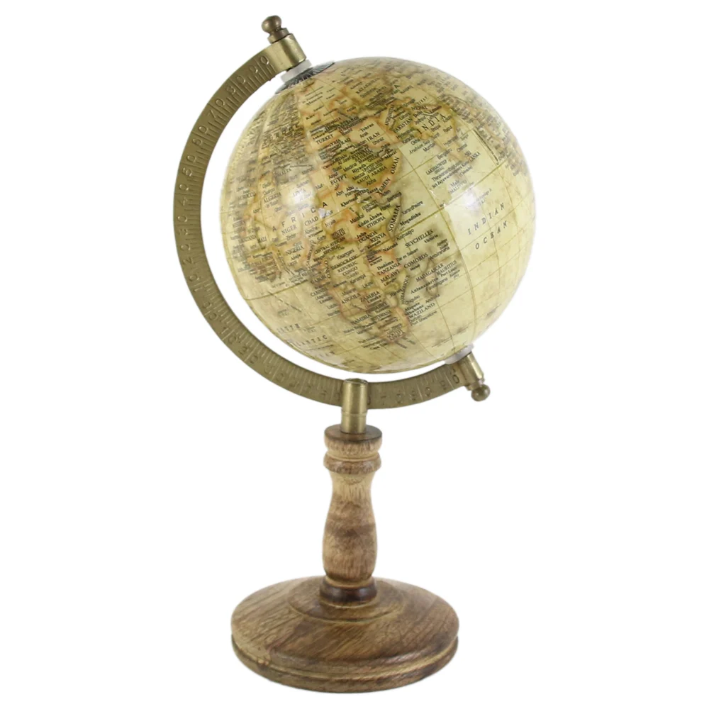 Glob pamantesc vintage pe suport din lemn 15×27 cm [2]
