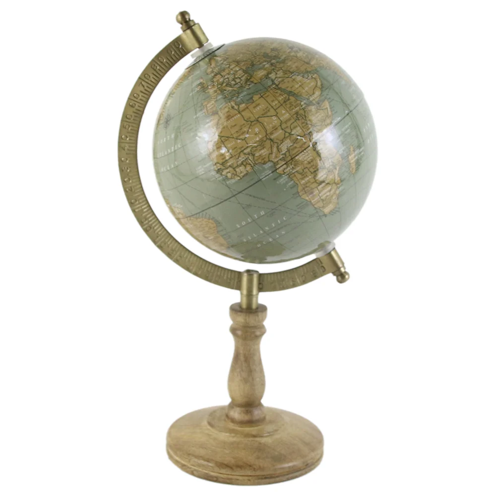 Glob pamantesc vintage pe suport din lemn 15×27 cm [3]