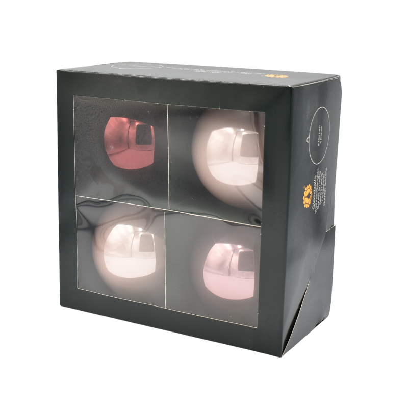 Globuri sticla 10 cm roz 4/set [2]