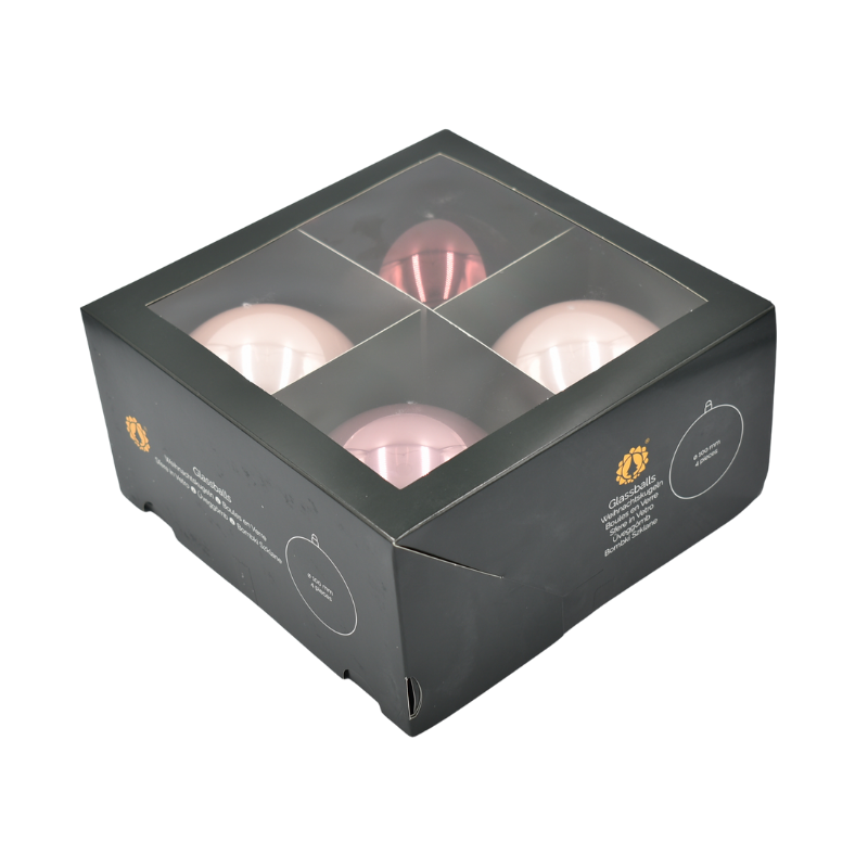 Globuri sticla 10 cm roz 4/set [1]