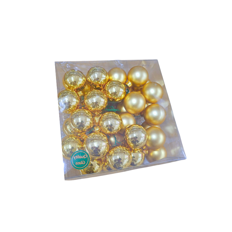 Globuri sticla cu cablu 4cm auriu lucios /mat set 36 bucati [1]