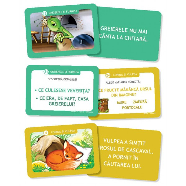 Greierele si furnica. Corbul si vulpea. Carduri de invatare [4]