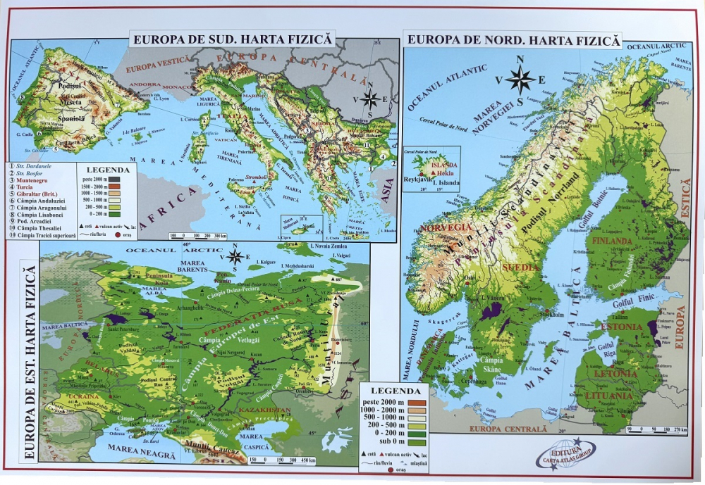 Harta de perete Europa pliabilă – fizică și politică, plastifiată cu șnur [4]