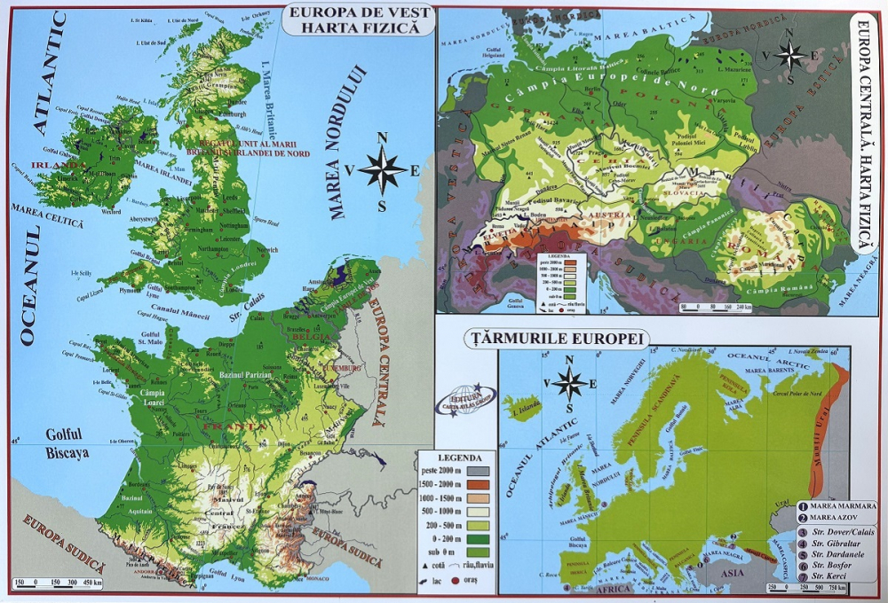 Harta de perete Europa pliabilă – fizică și politică, plastifiată cu șnur [3]
