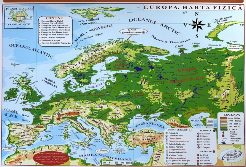 Harta de perete Europa pliabilă – fizică și politică, plastifiată cu șnur [2]