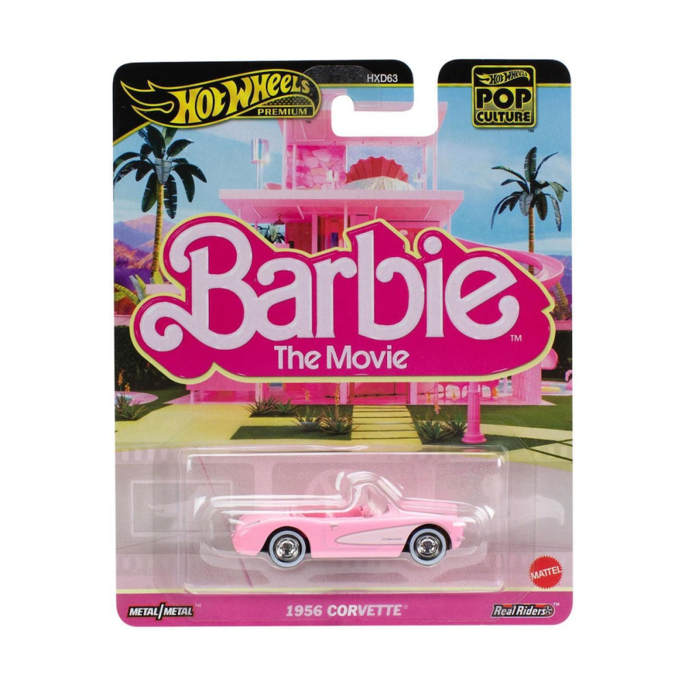 HOT WHEELS POP CULTURE BARBIE THE MOVIE MASINUTA METALICA 1956 CORVETTE SCARA 1:64 [1]