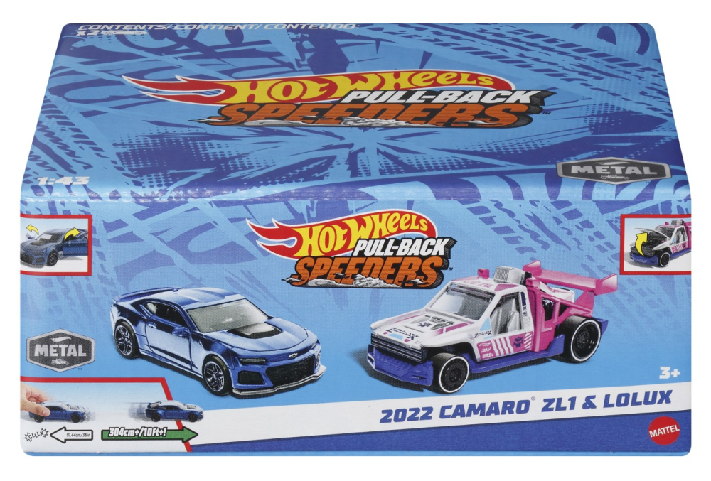 HOT WHEELS SET 2 MASINUTE METALICE PULL BACK CAMARO ZL1 2022 SI LOLUX 1:43 [1]