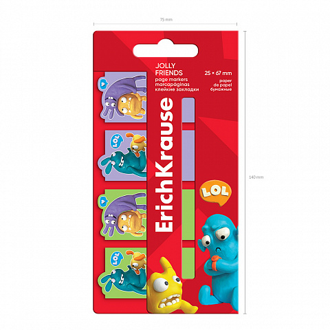 Index adeziv de pagina din hartie ErichKrause Jolly Friends 25 x 67 mm 80 coli [6]