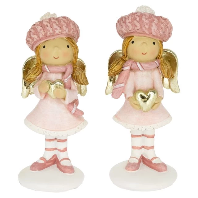 Ornament fetita-inger din rasina 4x3.8x10 cm roz/auriu [1]