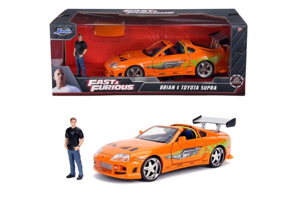 JADA FAST AND FURIOUS SET FIGURINA BRIAN SI MASINUTA METALICA TOYOTA SUPRA 1 LA 24 [3]