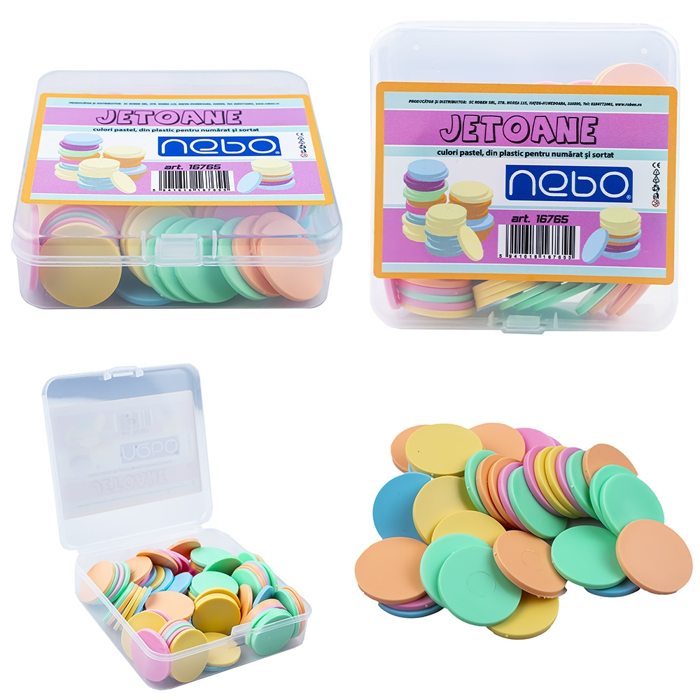 Jetoane din plastic culori pastel 80/set Nebo [1]