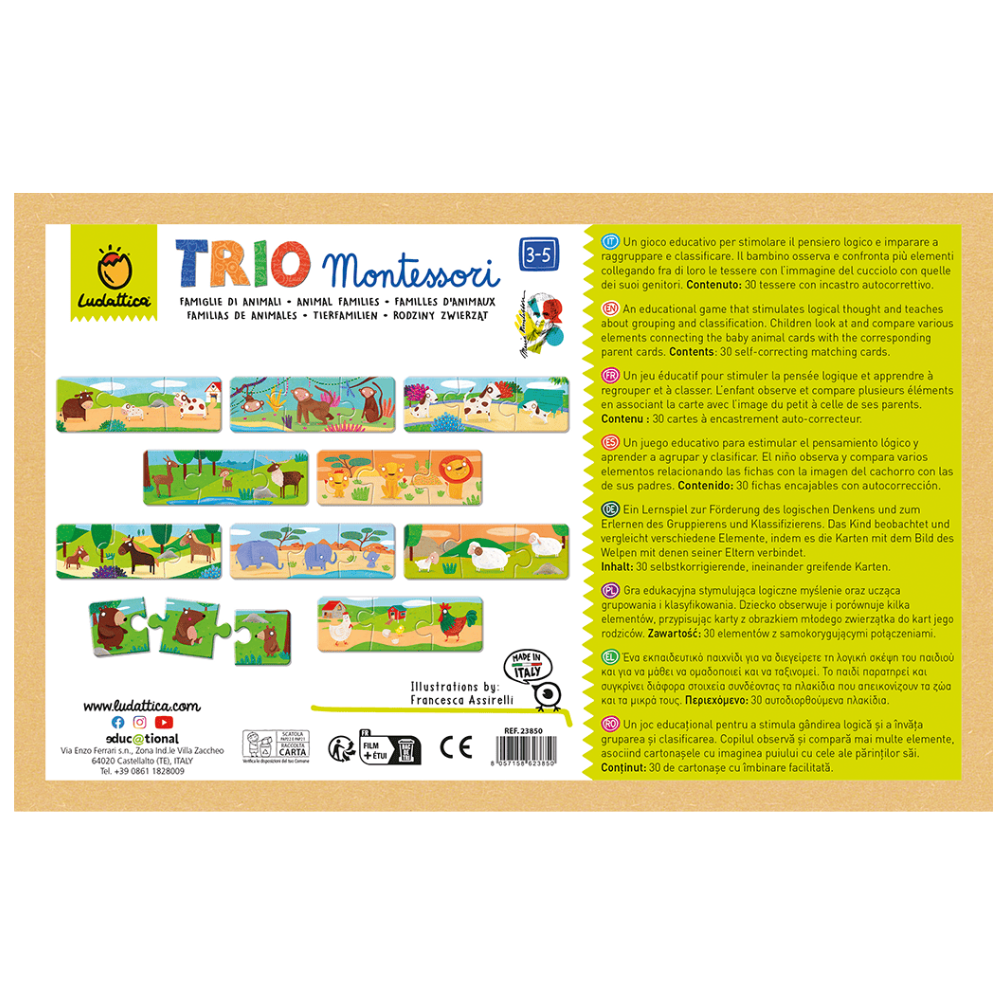 Puzzle educativ Familii de animale Trio Montessori Ludattica [3]