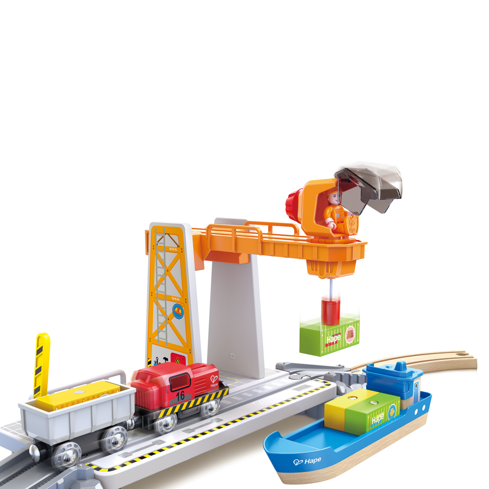 Jucarie din lemn Hape Set de transport maritim si feroviar 38 piese [3]