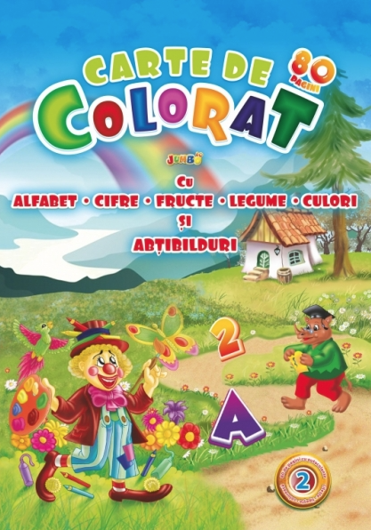 Carte de colorat cu alfabet, cifre, fructe, legume, culori si abtibilduri – Volumul 2 [1]