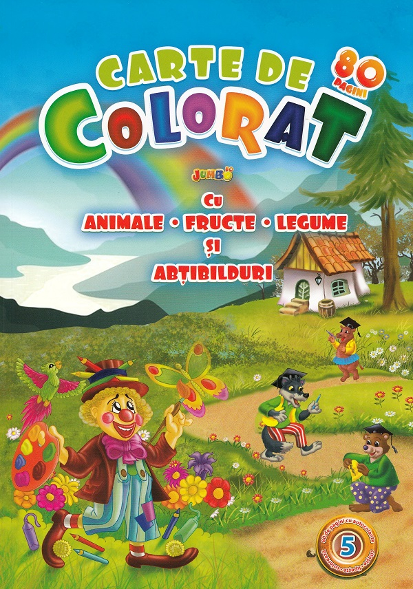 Animale, fructe, legume si abtibilduri vol.5 Carte de colorat [1]