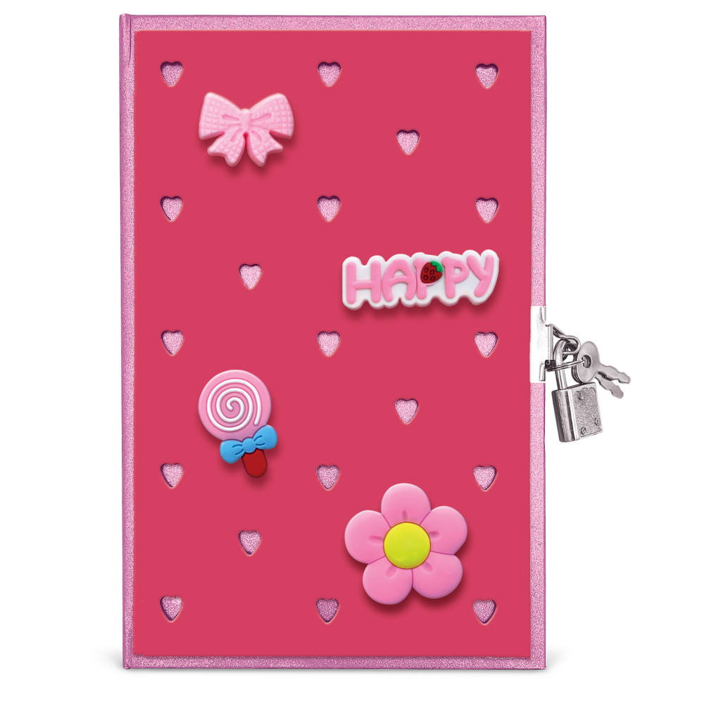 Jurnal Joy Pins cu decoratiuni 3D 80 pagini 13.5x21cm culori diferite [5]