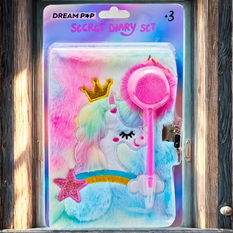 Jurnal plusat cu lacat si pix Unicorn [2]