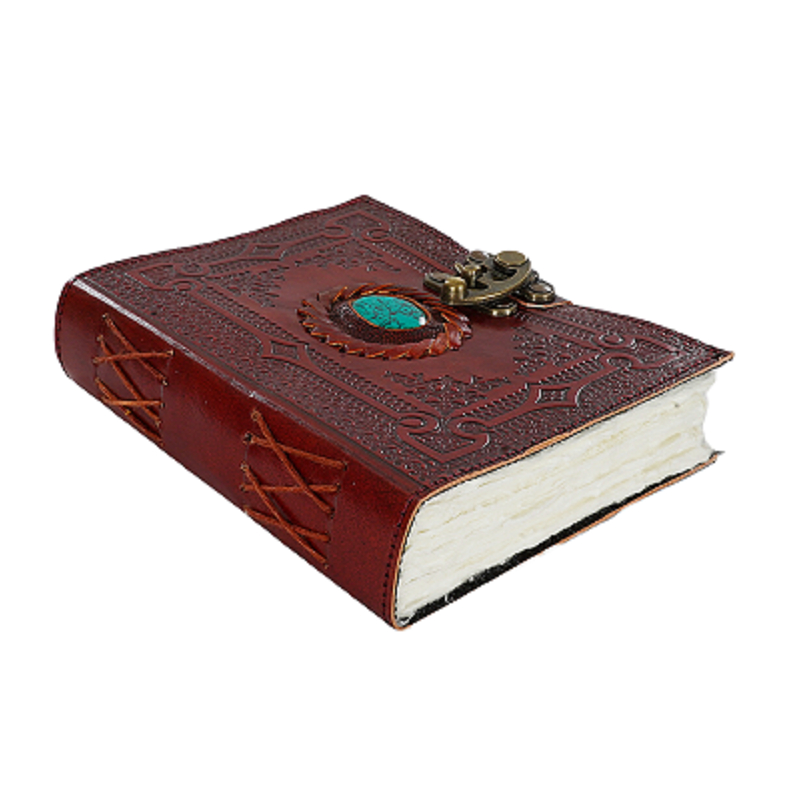 Jurnal vintage Krashell copertă cu piatră turcoaz piele naturală 17.5 x 12.5 cm [2]