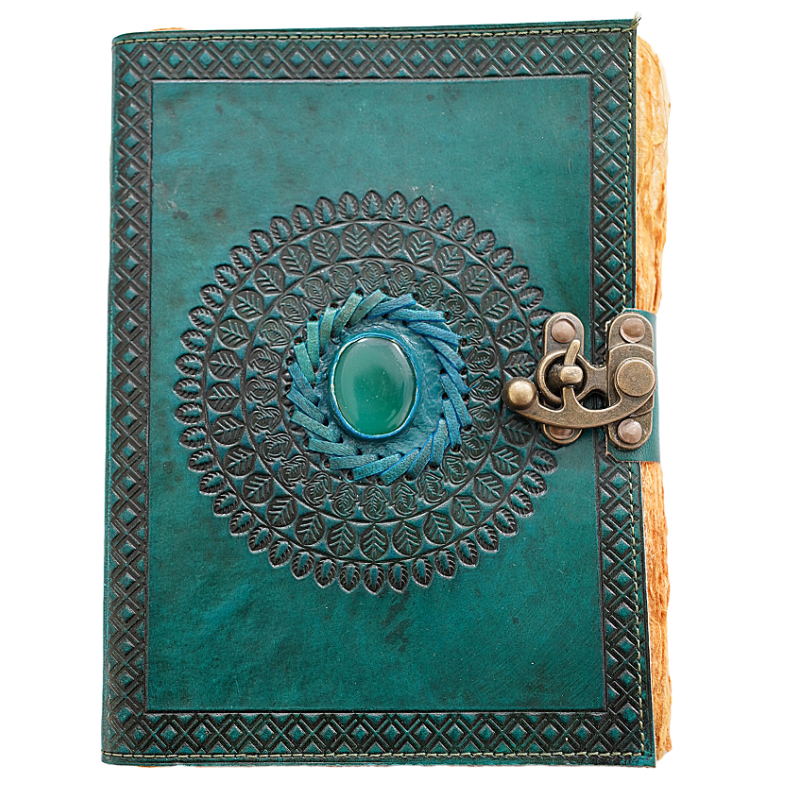 Jurnal vintage Krashell cu piatră naturală 20 x 15 cm copertă din piele naturală [1]