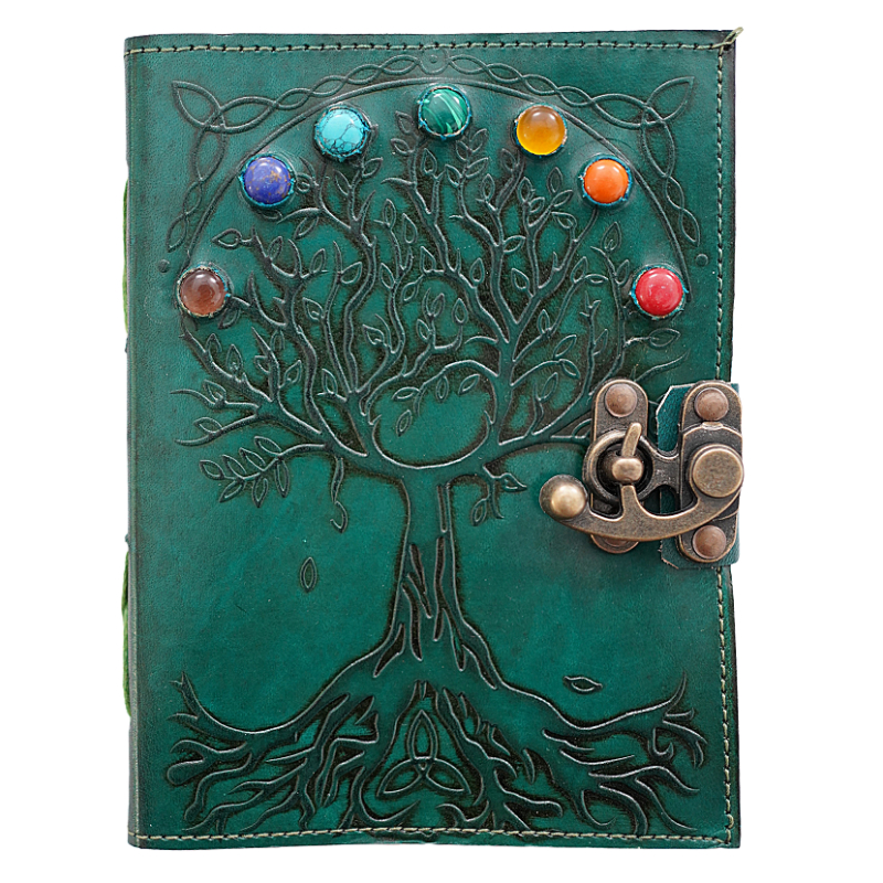 Jurnal Vintage 17.5 x 12.5 cm piele naturala cu pietre inserate si inchidere metalica Krashell [1]