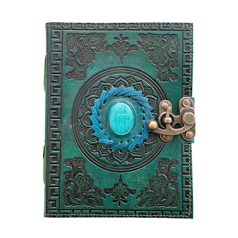 Jurnal vintage Krashell cu piatră naturală inserată copertă piele naturală 17.5 x 12.5 cm [1]