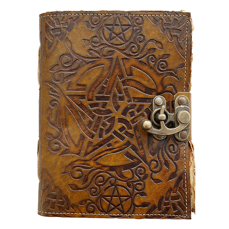 Jurnal vintage Krashell model celtic embosat copertă piele naturală 17.5 x 12.5 cm [1]