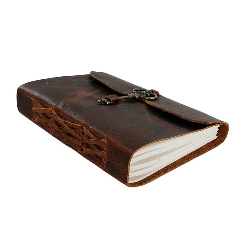 Jurnal vintage din piele naturală 17.5 x 12.5 cm cu închidere cu cheie Krashell [2]