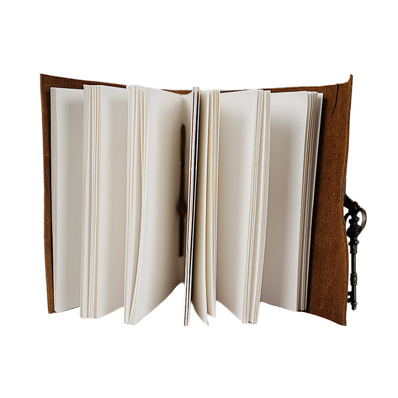 Jurnal vintage din piele naturală 17.5 x 12.5 cm cu închidere cu cheie Krashell [3]