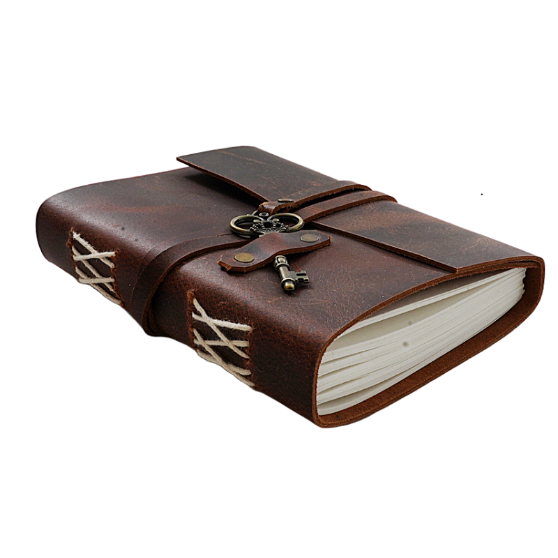 Jurnal Vintage 17.5 x 12.5 cm piele naturala cu cheie Krashell [2]
