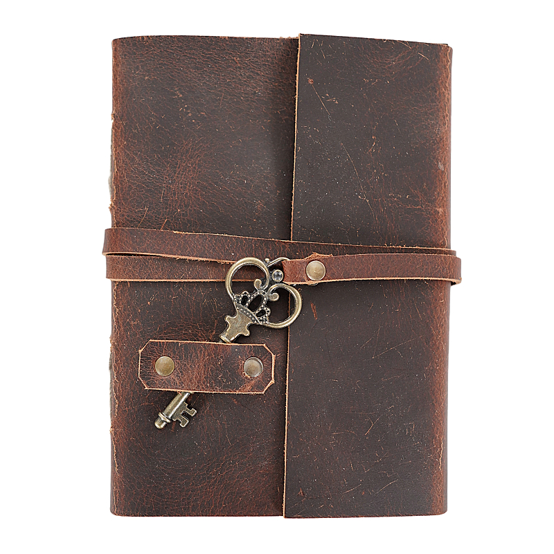 Jurnal Vintage 17.5 x 12.5 cm piele naturala cu cheie Krashell [1]