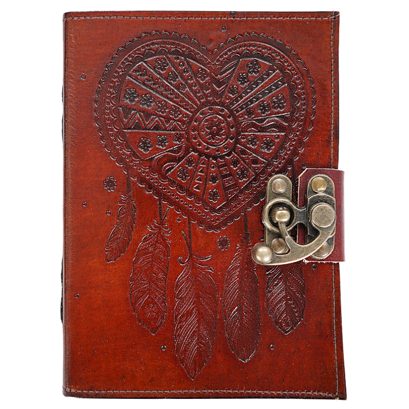 Jurnal vintage Krashell cu inimă mandala copertă piele naturală 17.5 x 12.5 cm [1]