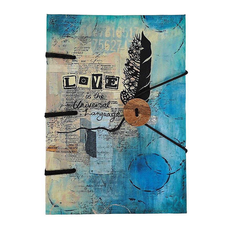 Jurnal vintage Krashell cu mesaj Love is the universal language 17.5 x 12.5 cm copertă din piele naturală [1]